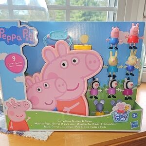 Peppa Pig Brother & Sister Playset - Pink, Blue, Black